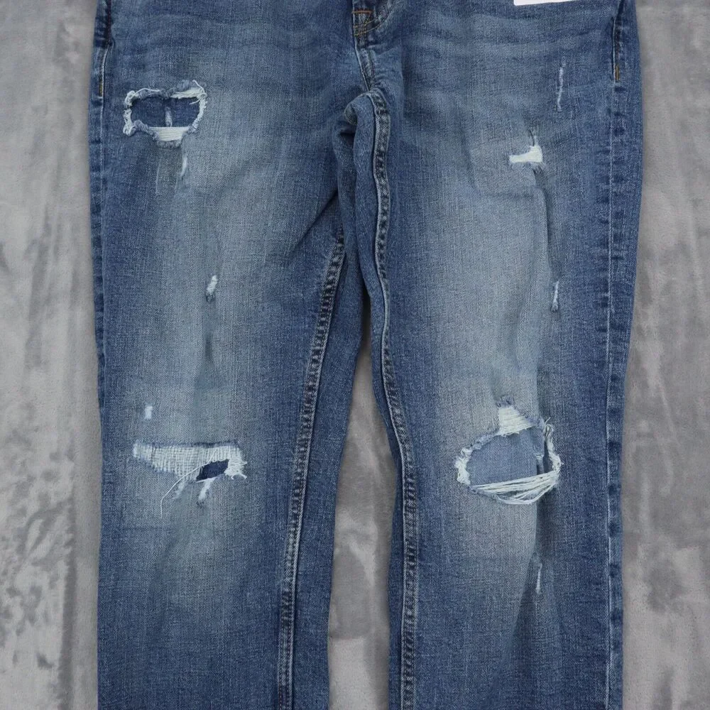 Old Navy Pants Mens 34 Blue Mid Rise 5 Pocket Design Flat Front Distressed Jeans